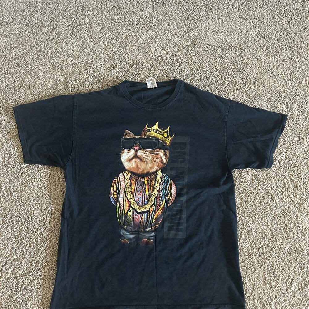 Black, Large tshirt with cat